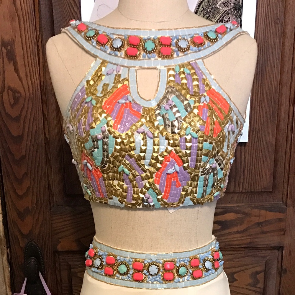 Sherri Hill 2 piece beaded formal gown